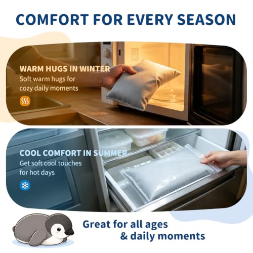 Dutioavg 4Lbs Weighted Stuffed Animals Microwave Penguin Plush with Removable Heating Pad,17" Unscented Heatable & Coolable Penguin Stuffed Animal Cute Warm Gifts for Kids and Adults (Grey, Large) - Image 4