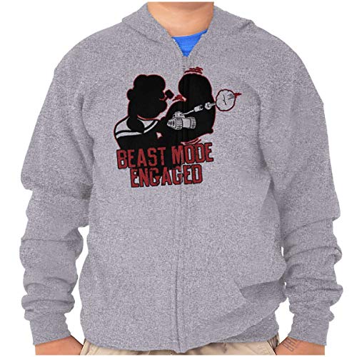 Beast Mode Engaged Popeye Youth Zip Hoodie Boys Girls Sport Gray