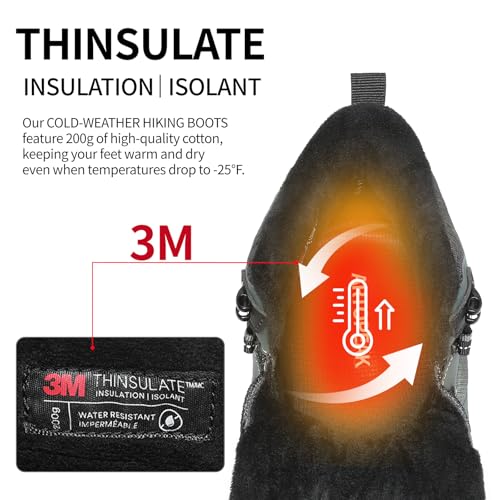 Men's Wide Winter Snow Boots | Waterproof Hiking Boots for Men | Slip-Resistant Outdoor Trekking Camping Shoes2