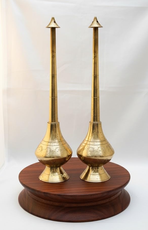 ANI DIVINE Pack of 2 Pure Brass Gulab Pash Rose Water Holy Water and Perfume Sprinklers Gangajal Spray Bottle for Pooja/Puja Mandir Temple-image-45