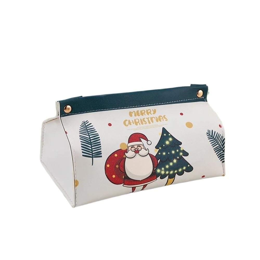 Aimanqi Small 3 Christmas Printed Tissue Box Flat Mouth Paper Box Pu Leather Tissue Box Christmas Style Household Accessories(Small 3)