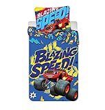 Kids Duvet Set,Blaze&The Monster,Toddler Bed Duvet Cover Set,Official Licensed