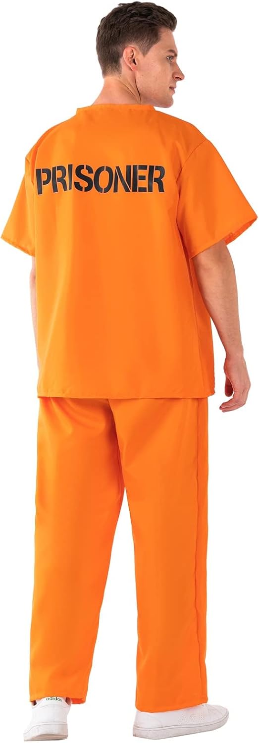 Prisoner Costume Adult Prison Jumpsuit Orange Uniform Jail Pants Inmate Outfits Child Criminal Set Halloween - Image 2