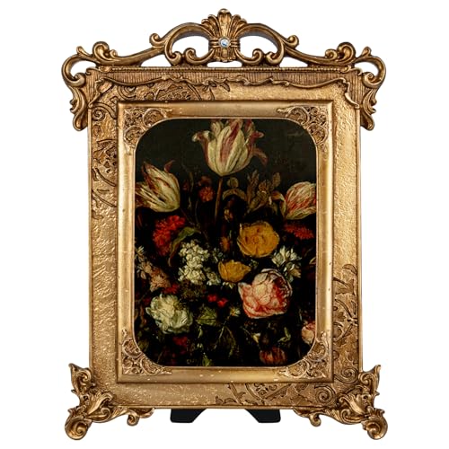 Image of 5x7 Victorian Gold Picture Frame, Baroque Vintage Ornate Design, Glass Front, Tabletop & Wall Display, Vertical Orientation