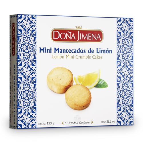 Doña Jimena - Mini Zitronen-Schmalzgebäck, cremige Textur, Spitzenqualität, handgefertigt, natürlich, traditionelles Rezept, ohne Palmöl, einzeln verpackt, 430 Gramm