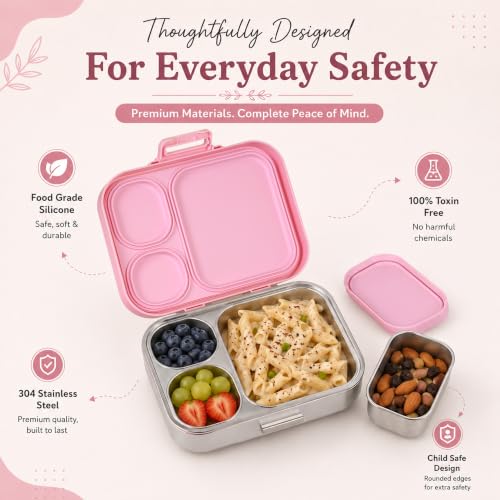 Image of Cubix Stainless Steel Bento Lunch Box - Pink Abstract