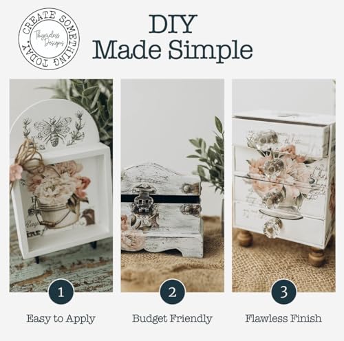 Rub on Transfers for Crafts and Furniture | 3 Design Sheets 6”x 12” | Home Decor Transfers | Furniture and Craft Decals | by Thymeless Designs (French Market Peonies)