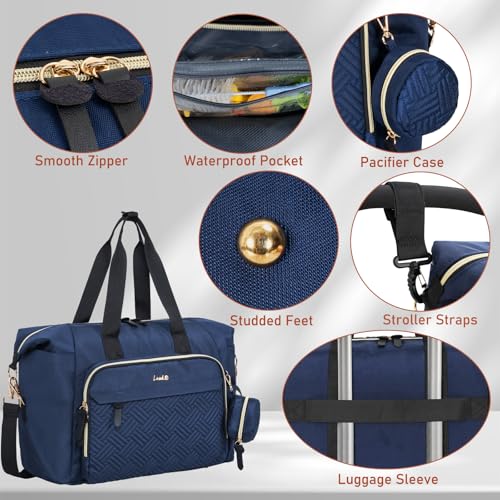 Image of 7pcs Diaper Bag Tote, Large Mommy Bag Travel Diaper, Baby Diaper Tote Bag for Mom Hospital, Dark Blue