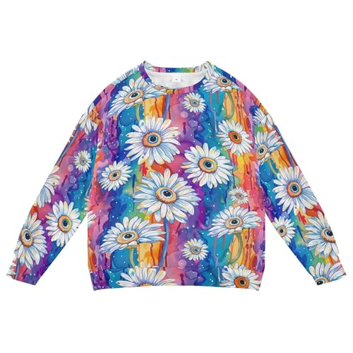 JUNZAN Daisies Evil Eyes Ball on Rainbows Kids Girls Pullover Hoodie Crewneck Fall Tops Shirts Athletic 4T