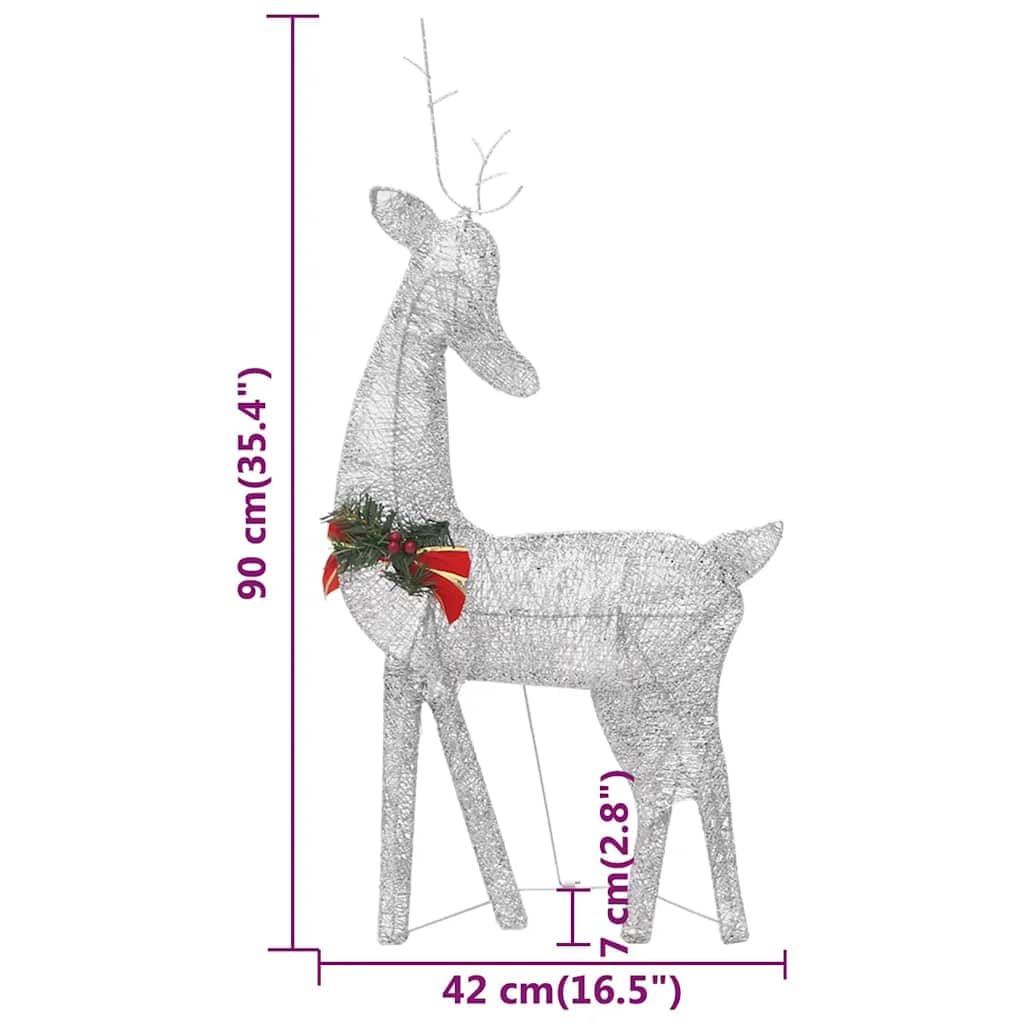LED-Rentiere 6 Stk Silber Kaltweiß mit 180 LEDs, energiesparend, Mesh-Design, USB betrieben, für Innen und Außen, 5 m Kabel, Weihnachtsbeleuchtung für Garten, Balkon, Terrasse, Fensterdeko
