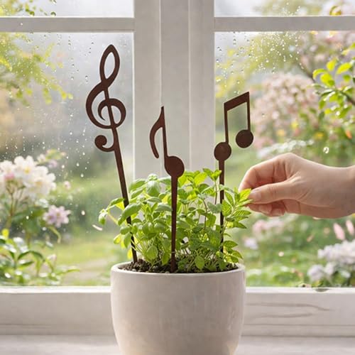 Juego de Estacas para Plantas de Metal con Notas Musicales miniatura 3