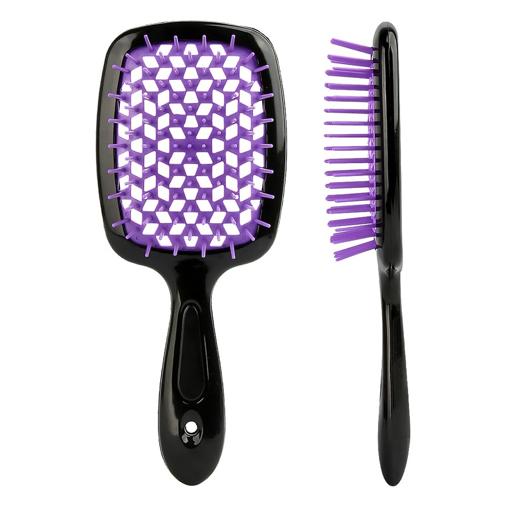 12 Pezzi Set Spazzole Districanti Set Spazzole Districanti per Capelli Ricci Pettine a Denti Larghi Pettine a Coda Flacone Spray e Fermagli per Capelli per la Cura dei Capelli Domestica (Viola)