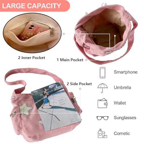 Bolso bandolera KAMEILONG de pana para mujer miniatura 5