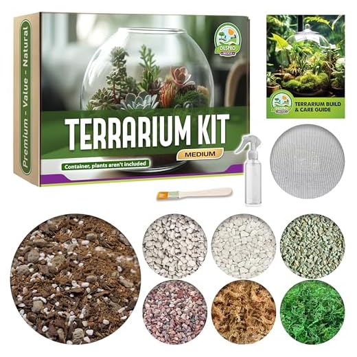 DUSPRO Recycle Terrarium Kit, Include Terrarium Potting Soil, Pumice, Zeolite, Green Moss, Sphagnum Moss, Decorative Stone, Mesh, Tools, DIY Terrarium Starter Kit for Kids, Air Plant, Succulent