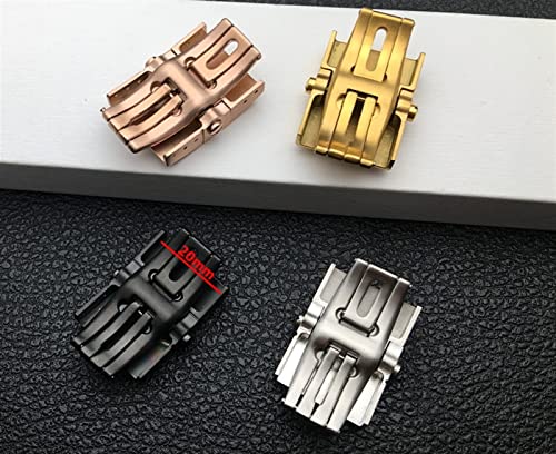 Watch Accessories Suitable for Ulysse Nardin Athens Buckle Rubber Strap Buckle 316 Stainless Steel Butterfly Buckle 20mm Watch Buckle (Black 20mm)3