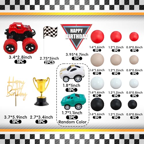 Drwate GCMGF100019 20 Pcs Truck Cake Toppers Truck Cake Decorations Hot Red Ball Race Car Flame Blaze Wheel Cake Toppers thumb #1