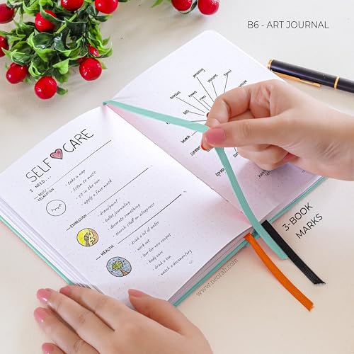 Image of NEORAH - B6 - ART JOURNAL | 200Gsm Dotgrid Notebook |144 Pages(17.5 x 12.5 cm) | Lay Flat |HardCover Bullet - Journal |3 Bookmarks |Elastic Closure| Inner BackPocket | Ideal-Bujo,Drawing (TEAL)