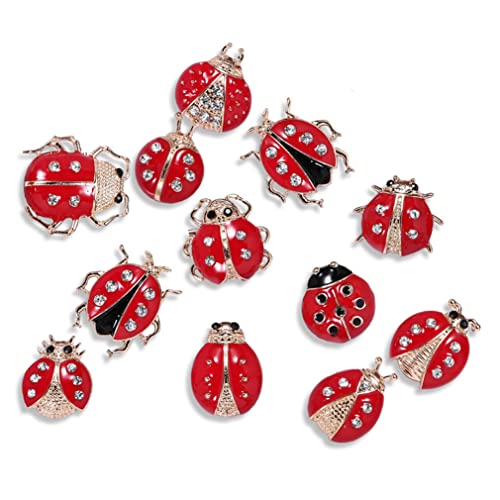Ensemble de broches coccinelle à sept étoiles - Broche en forme d'insecte mignonne - Strass - Émail - Sept étoiles - Coccinelle - En forme d'animal de dessin animé - Bijoux cadeaux, Métal