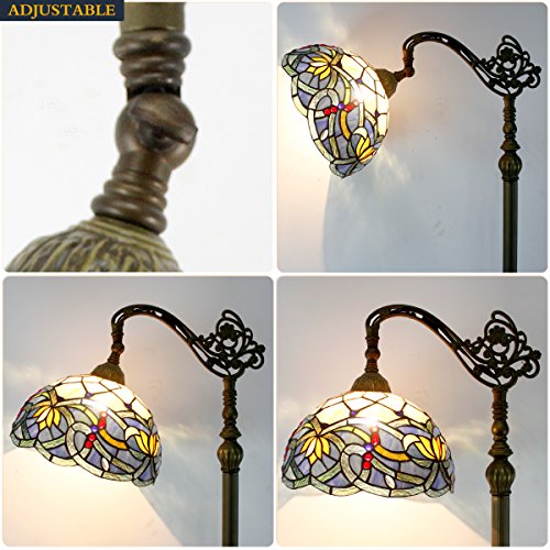 WERFACTORY Tiffany Floor Lamp Blue Lotus Flower Stained Glass Arched Lamp 12X18X64 Inch Gooseneck Adjustable Corner Standing Reading Light Decor Bedroom Living Room S220 Series by WERFACTORY - Image 5