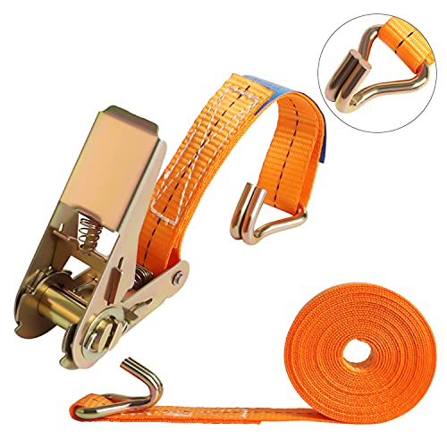 Foto von 4 Stück 800kg 4m Spanngurte mit Ratsche 2 teilig zweiteilig mit Haken Ratschengurt Zurrgurte schwarz 25mm (Orange)