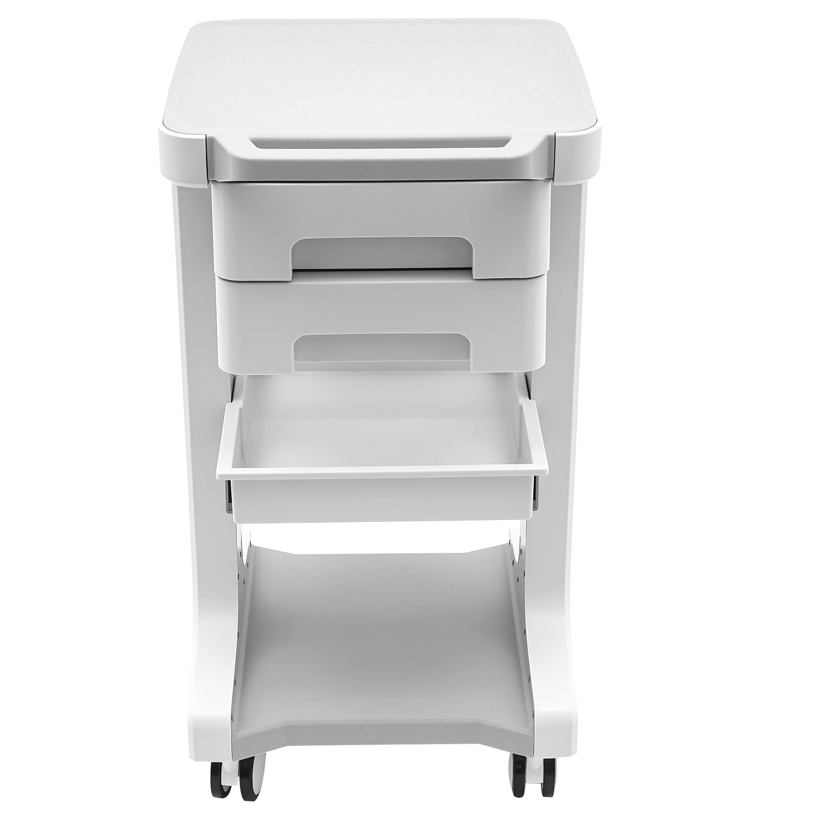 OUKANING Medizinischer Wagen mit 2 Schublade 41x41x67cm Gerätewagen Arbeitswagen 50kg Beauty Salon Trolley mit Ablagefach Salonwagen Kosmetikwagen 4 Universal Rädern Friseur Rollwagen (Grau)