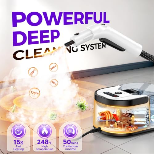 Image of Handheld Steam Cleaner, Portable Deep Cleaning Steamer for Multi-Surface