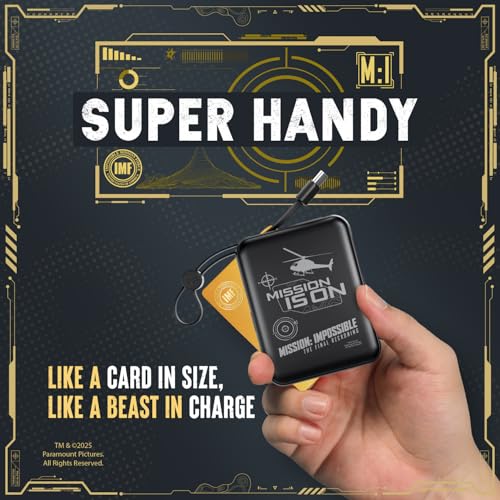 Image of Mobilla x Mission: Impossible - MPower X2 Limited Edition Powerbank | 27W High-Speed Output | 10000mAh Battery | Built-In Type-C & Lightning Cables | Dual Fast Charging Ports | Battery Display (Black)