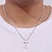 Fiusem Silver Tone Cross Necklace for Men, Mens Cross Necklaces with 2.5mm Cross Chain and Stainless Steel Cross Pendant Small, Box Chain 20 Inch