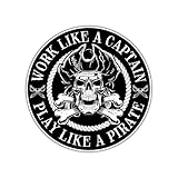 (3pcs) Work Like a Captain, Play Like a Pirate Sticker for Kids, Water Bottle Stickers Waterproof Vinyl Phone Decal, Skateboard Stickers, Book Sticker(3in)