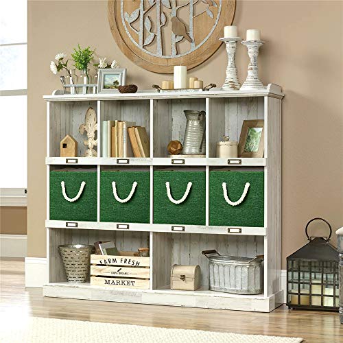 Foldable Fabric Green Cube Storage Bins Cloth Cube Storage Organizer Bin With Cotton Rops 10.5X10.5X11 In Collapsible Clothes Storage Cubes Baskets Drawers Organizer Cubicle Storage Boxes For Organizing Closet Shelves ,Q-St-52-6 #TOP2