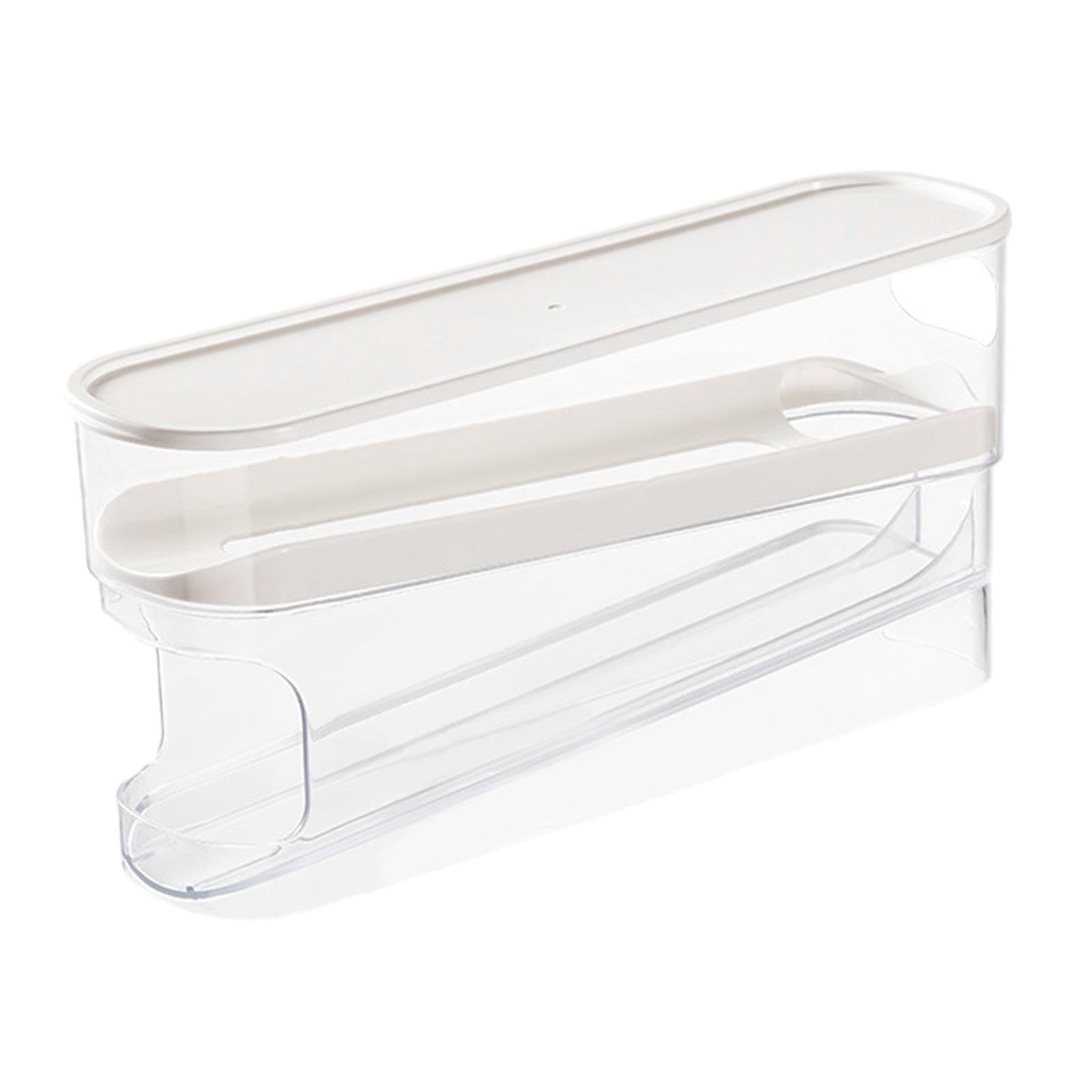 QLECXZI Egg Dispenser Organizer With Double Layered Fridge Storage Solution And Auto Rolling Feature Conveniently Designed 2 Tier Rolling Eggs Dispenser