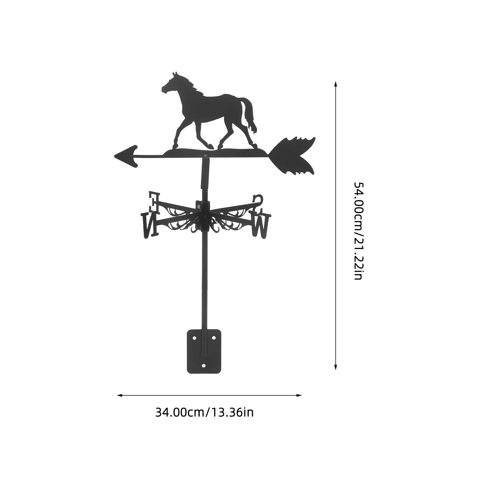 Girouette Cheval en Fer Noir pour Décoration de Jardin Piquet Métallique Rétro, Installation Facile pour Indicateur de Direction du Vent en Extérieur