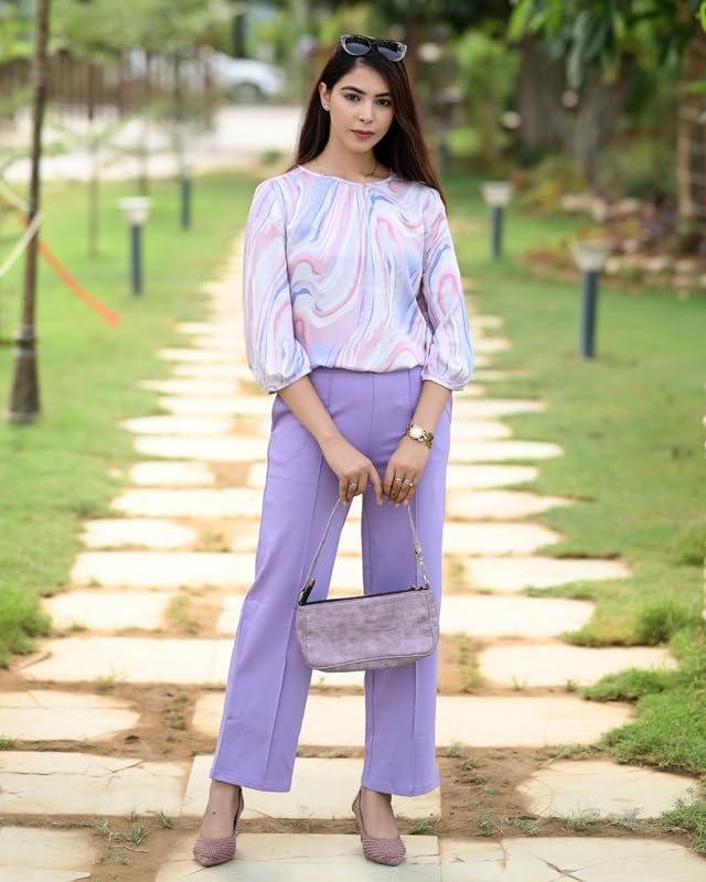 Image of Mlada Mid Waist Wide Leg Flared Pants Elastic Waist Band for Women Office Work Formal Wear Stretch Cotton Knit Flare Pants Utility Pockets Extra Flare Pants Trousers for Travel