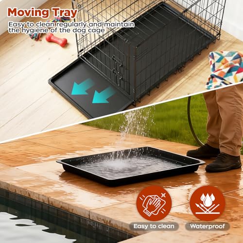 Image of BestPet | Dog Crate | 30 inch | Black | Foldable Metal Kennel with Single Doors, Secure Slide-Bolt Latches, Leakproof Tray | Portable Dog Cage for Small Breeds | for Travel, Indoor & Outdoor Use