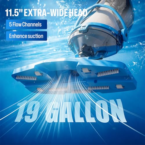 Image of BIELMEIER Handheld Pool Vacuum with Telescopic Pole, Updated Swimming Pool Cleaner 19 GPM Powerful Suction, Cordless Pool Vacuum for Cleaning Above Ground Pools, Inground Pools, Spas, Hot Tubs