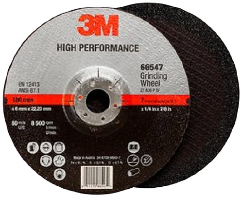3M High Performance Depressed Center Grinding Wheel T27 66547, Ceramic, 7" Diameter, 1/4" Thick, 7/8" Arbor, 36+ Grit, 8500 rpm (Case of 10)