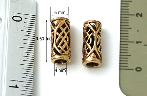 Lynnaround Bronze Norse Viking Celtic Beard Beads Rings, Dwarven Dreadlock Pirate Medieval Hair Beads, Pagan Jewelry #TOP4