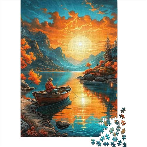 Puzzle de 1000 piezas para adultos con paisaje de lago al atardecer de 70x50 cm