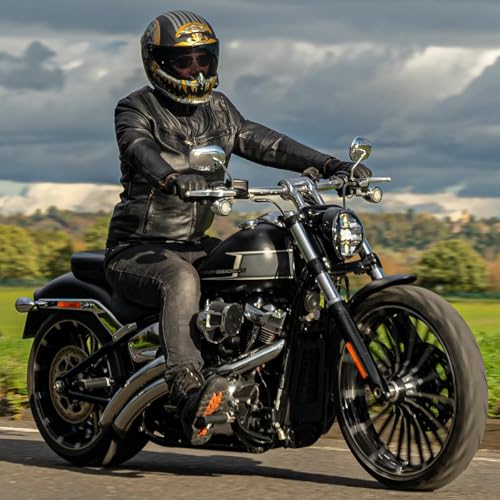 Leatherick Men's Genuine Lambskin Leather Motorcycle Jacket - Full-Grain Black Biker Jacket with Zipper and Multiple Pockets4