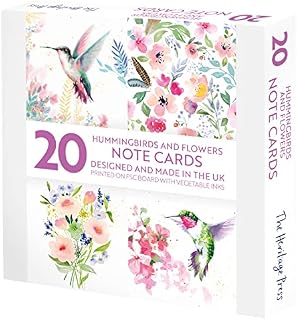 The Heritage Press 20 Hummingbirds and Flowers Cards with Envelopes for Family and Friends, Size 150x150mm - Eco-friendly, Made in UK - Pack of 20