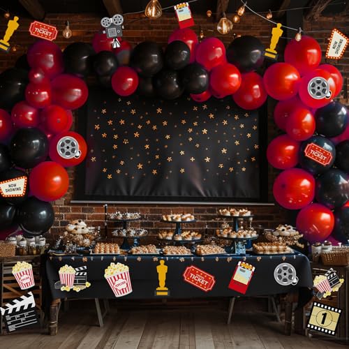 HaPiBiDesign 40 Peças de Recortes de Noite de Cinema para Festa Infantil - Adereço para Fotos de Fil