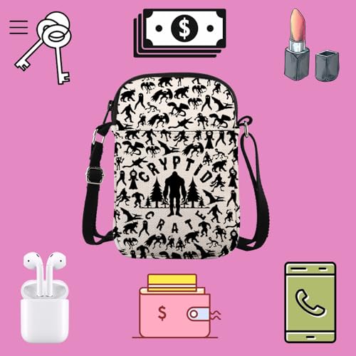 TSOTMO Cryptid Creatures Gift Cryptid Crate Crossbody Bag Cryptozoology Shoulder Bag Cryptid Lover Gift for Fan3