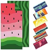 Vessia Oversized Beach Towel for Adults and Teenagers, Pink Watermelon Microfiber Sandproof, Lightweight Personalized Extra Large Quick Dry Travel Beach Towel in Storage Bag(35x75inch)