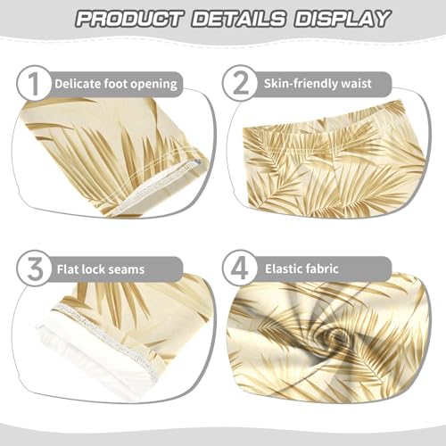 ALAZA Girls' Leggings Children's Yoga Pants Skinny Printed Dance Golden Tropical Plants Comfortable 4T2