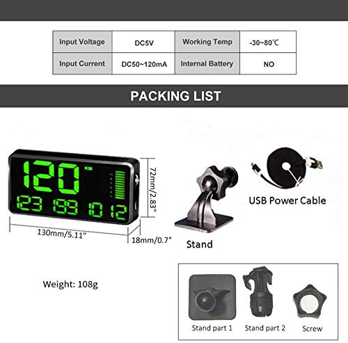 5.5'' Speedometer Odometer Display Mph/Kmh With Over Speeding Alarm For All Vehicle Truck Bicycle Motorcycle, Speed, Driving Mileage, Time Calculation #TOP1