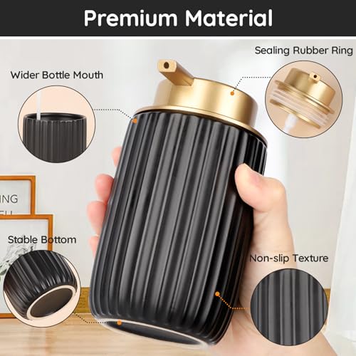 Image of Segbeauty Ceramic Liquid Soap Dispenser, 10.8oz Refillable Black Lotion Soap Dispenser with Pump, 320ml Bathroom Countertop Soap Dispenser Kitchen Creams Containers Bottle Decorative Pump Bottle