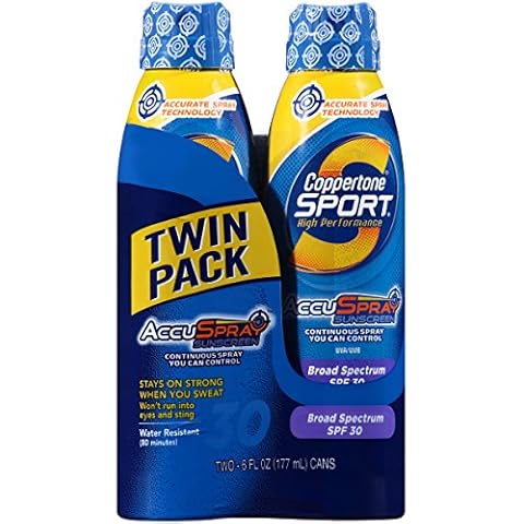 Coppertone Sport SPF 30 Continuous Spray Clear Twin Pack, 6-Ounce Cans Cover