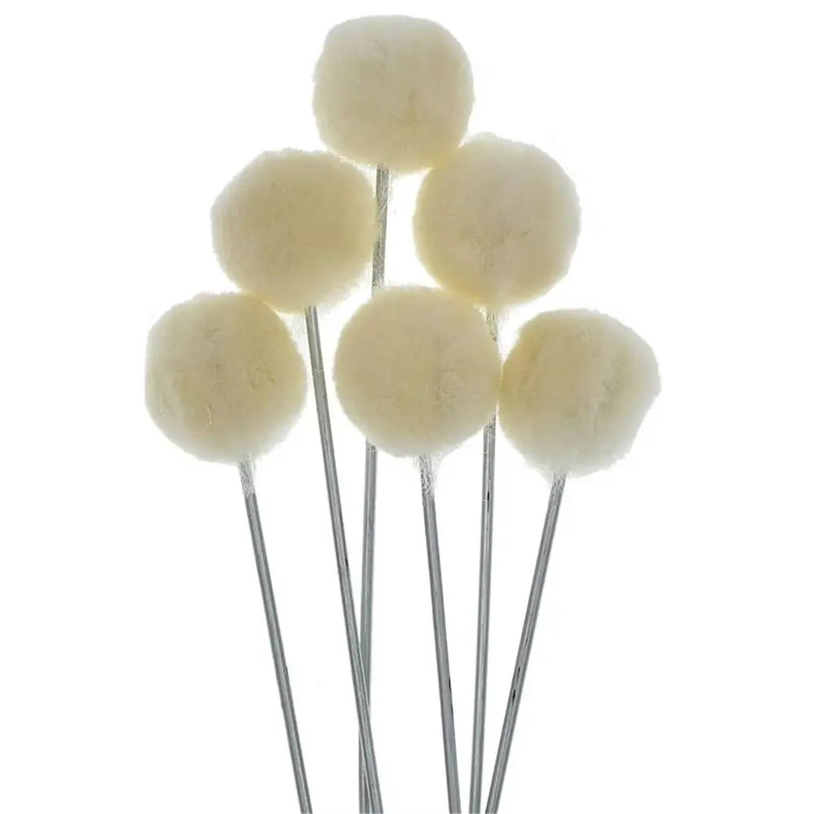 Szczotka kulkowa z wełny, 200 szt. Białe skórzane kulki wełniane Pędzel malarski do farbowania klejenia 12,5-15 cm(15cm)