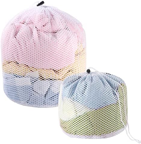 3er Set Wäschenetze Für Waschmaschine - Grob- & Feinmaschig Mit Kordelzug 60x50cm & 40x30cm