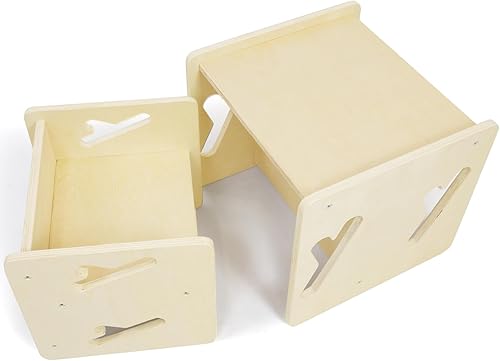 Montessori Juego de mesa y silla de destete de madera maciza para niños pequeños, muebles Montessori